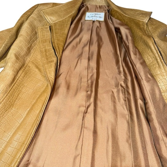 Leather Rendition Women’s SMALL Mustard Yellow Croc Embossed Soft Leather - Picture 5 of 7